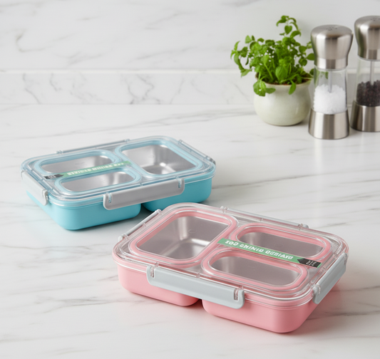 3-Compartment Leak Proof Bento Box - Ideal for Kids & Adults (1.2L)