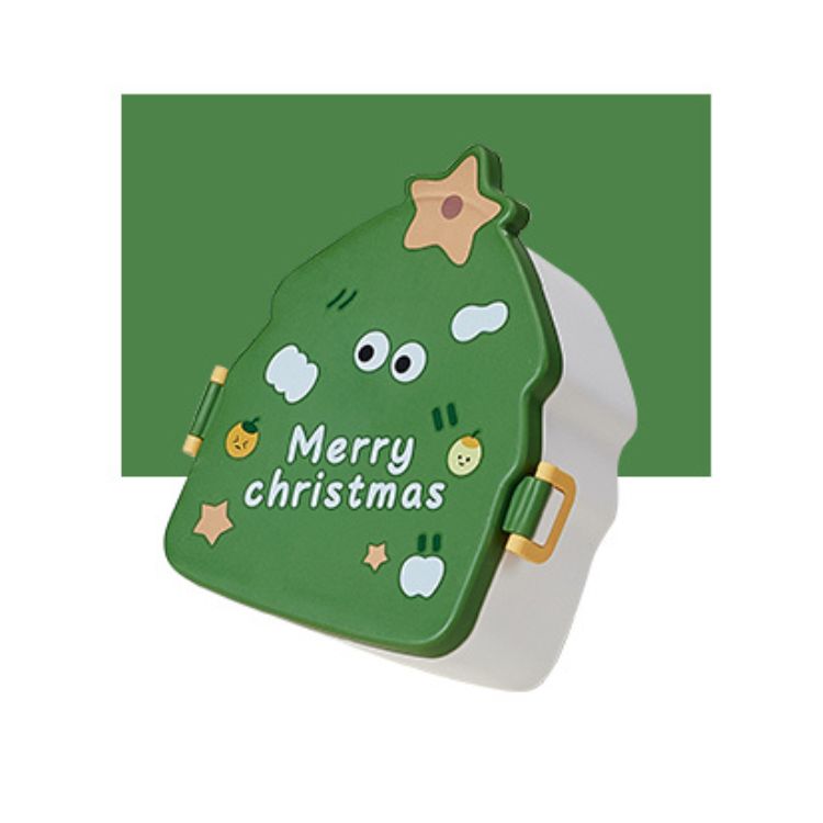 Green color christmas tree bento box or lunch box