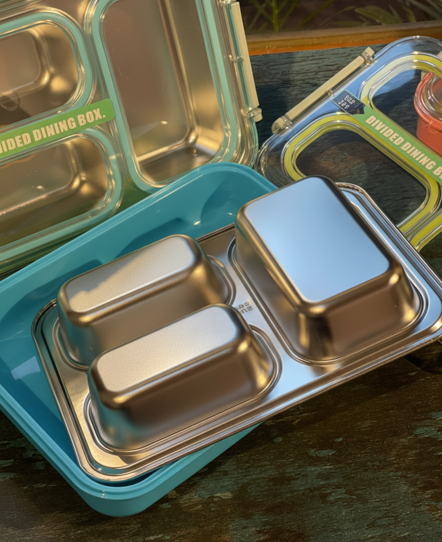 3-Compartment Leak Proof Bento Box - Ideal for Kids & Adults (1.2L)